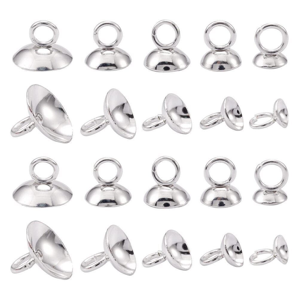 3056 Stainless Steel Bead Cap Pendant Bail 50pcs 4-10mm Silver Round Bail